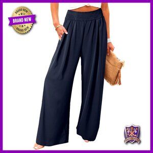 Plus Size High Waisted Wide Leg Palazzo Pants Casual Summer Flowy